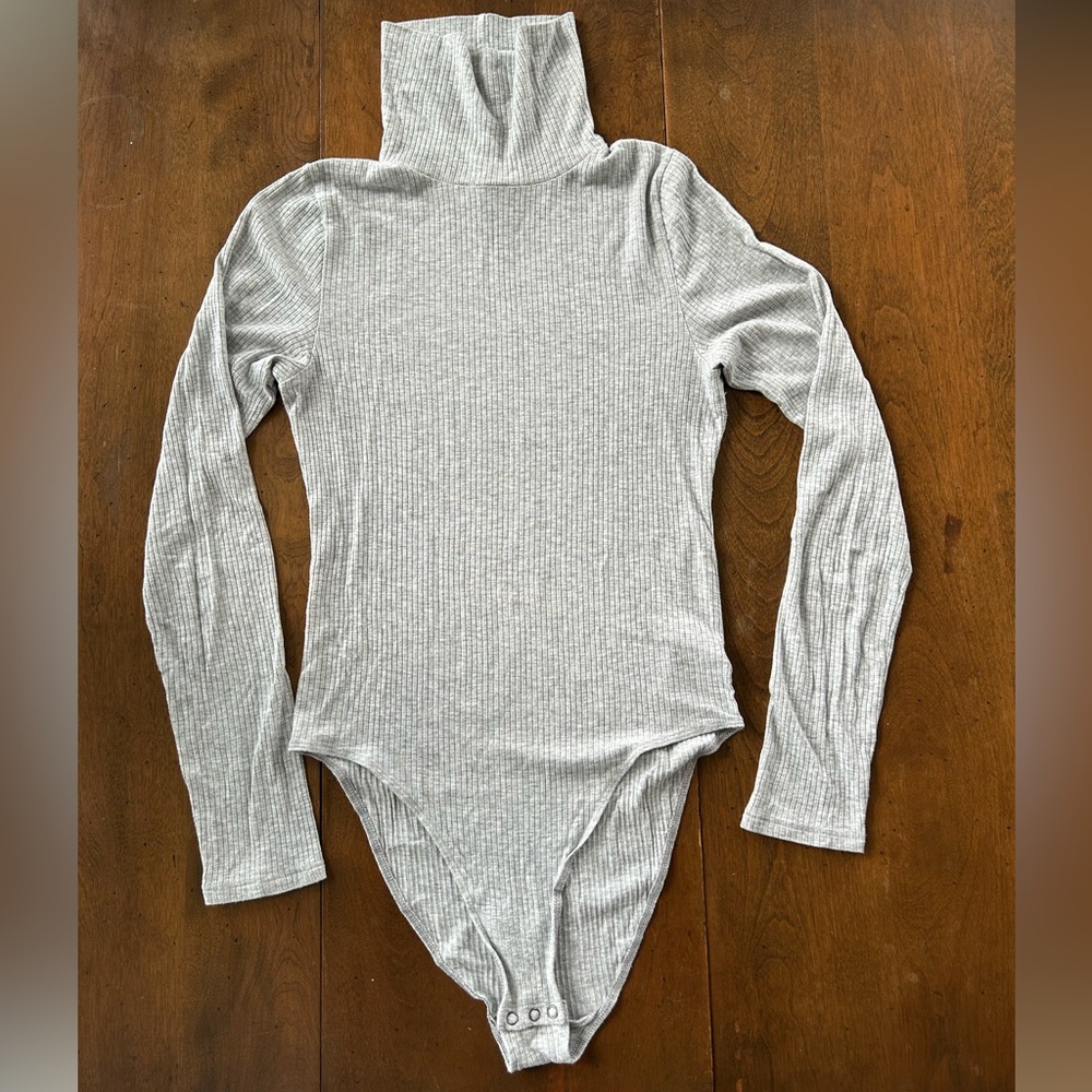 Aerie Gray Turtleneck Bodysuit
